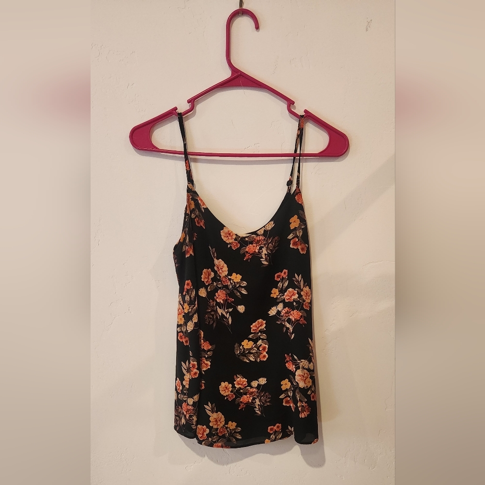 Pink republic black floral top